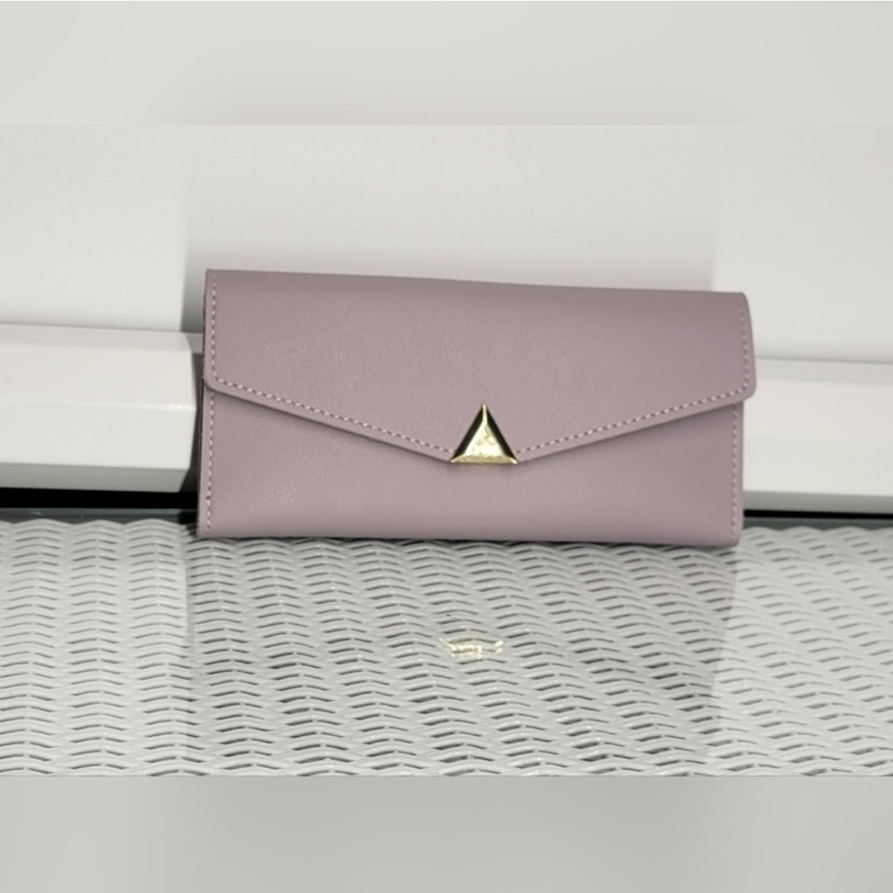 Purple Minimalist Wallet with Gold Closure